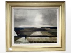 Danish School : Figure in farmland, oil on canvas, 49 cm x 39 cm.