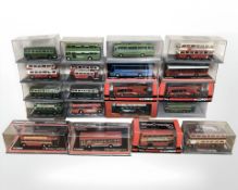 Twenty Corgi original omnibus diecast scale model buses, all boxed.
