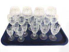 A group of Waterford Crystal glasses, including set of four brandy glasses, height 13 cm,