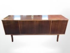 A Danish mahogany sideboard labelled Andels Mobel Magasinet,