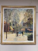 Danish School : Figures in a town square, oil on canvas, 49 cm x 54 cm.
