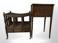 An oak Canterbury and a small work table.