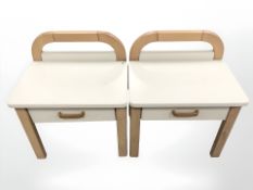 A pair of Scandinavian MDF bedside stands, 47 cm.