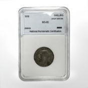 A George V 1918 shilling in case