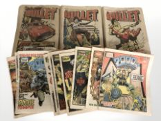 A collection of circa 1970s / 1980s comics, including Bullet and 2000AD.