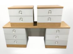 A Stag oak and MDF six drawer dressing table, 163 cm x 44 cm x 63 cm,