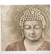 A print on canvas depicting Buddha, 80 cm x 80 cm.