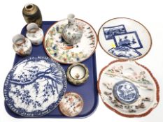 A group of oriental export porcelain plates, vases, etc.