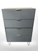 A contemporary MDF four drawer chest, width 59 cm,