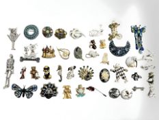 A collection of forty brooches including thirteen Butler & Wilson examples,
