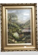 L Rogers (19th century) : A valley landscape, oil on board,