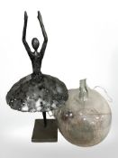 A modern metal sculpture of a ballet dancer, height 66 cm,