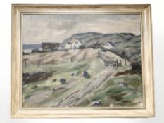 Danish School : Farm buildings on a headland, oil on canvas, 45 cm x 35 cm,