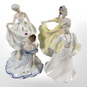 Three Royal Doulton porcelain ladies, Tracy HN2736, Ninette HN2379,