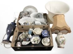 A group of ceramics including Ringtons teapot and hexagonal bowls, Japanese export table lamp,