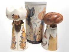 Two Danish pottery figural candle holders, depicting two of the wise men, dated 1984 and 1987,