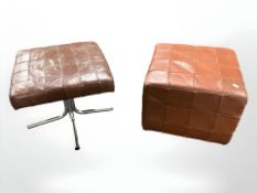 Two 20th century stitched leather footstools,
