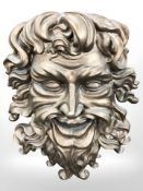 A large cast plaster wall mask, 92 cm x 70 cm.