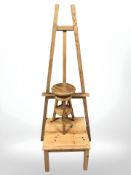 A pine folding easel,