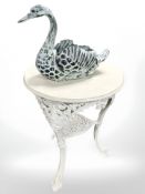 A painted cast iron pub table with painted wooden top, height 73 cm,