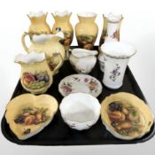 A group of Aynsley orchard gold ceramics,