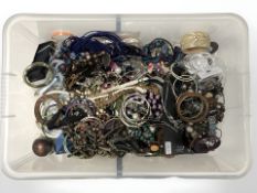 A collection of costume bead necklaces, bangles and other items.