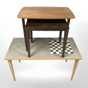 A Danish teak and mosaic tiled coffee table,