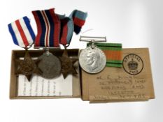 A group of four World War II campaign medals, in original issue box.