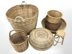 A group of wicker baskets,