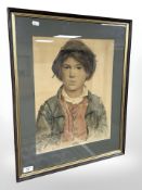 John Gilroy: Portrait of a child, watercolour, signed, 45 cm x 35 cm, framed