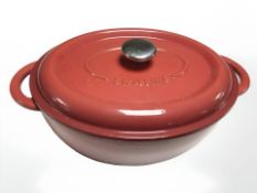 A Zwilling enameled cast iron twin handled cooking pot, width 35 cm.