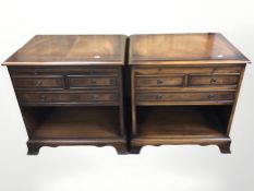A pair of reproduction mahogany bedside stands, 60 cm x 44 cm x 60 cm.