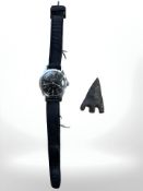 A Sekonda watch with military style dial together with an interesting ancient flint arrow head.