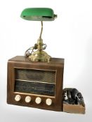 A reproduction brass banker's desk lamp,