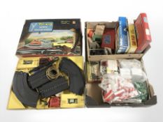 A Triang Minic motorways racing set and several further similar sets, modelling kits,