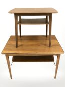 A 20th cenutry Danish walnut two tier table,