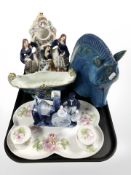 Ceramics to include Hungarian Herend porcelain figure of a bird, height 4.