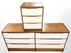 A teak and MDF six drawer chest,