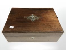 A Victorian rosewood and mother of pearl inlaid writing slope.