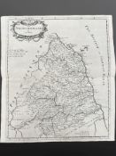 An early 18th century map of Northumberland by Robert Morden, circa 1722, 39 cm x 44 cm.