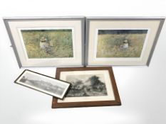 After C Neal : Figures sat in poppy fields, two colour prints, each from an edition of 450,