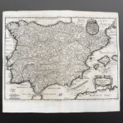 A 17th century map of Spain, circa 1640, 37 cm x 32 cm. CONDITION REPORT: Unframed.