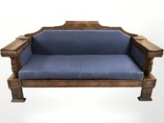 A 19th cenutry Danish Biedermeier style mahogany and pine hall settee,