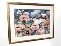 Tessa Kennedy : Still life of flowers, watercolour,