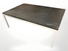 A 20th century aluminium slate topped rectangular coffee table,