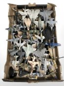 A collection of die cast scale model miilitary fighter jets and other aircraft.