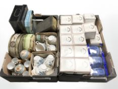 A collection of Ringtons commemorative beakers, caddies, together with various tins, tea china, etc.