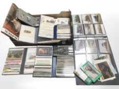 Several albums of postcards all depicting railway locomotives, scrapbook of colour postcards, etc.