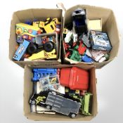 A large quantity of modern toys and models including Knex, helicopter modelling kit, etc.