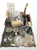 A quantity of EPNS stainless steel wares, including teapots, cutlery, pair of rose bowls,